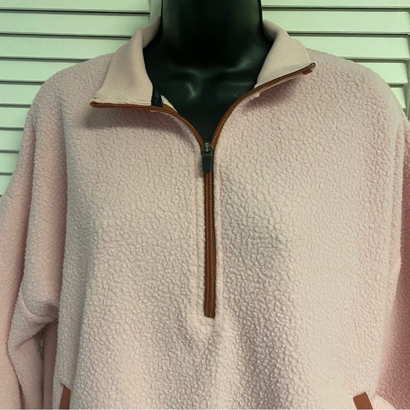 Zelos 1/2 Zip Light Pink Fleece Ribbed Hem Pullover Size Med - Picture 3 of 5